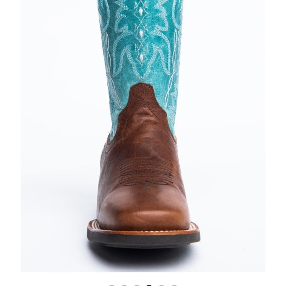 RANK45 Women's Brown and Teal Heeled Boots - Picture 8 of 10